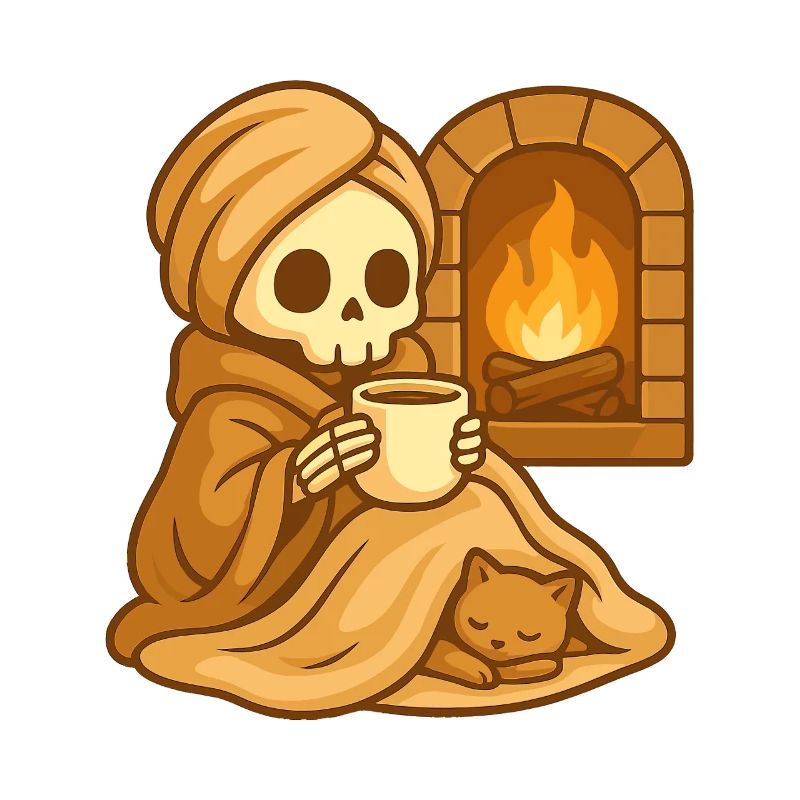 Cozy Fireplace Skeleton – Warm & Relaxed