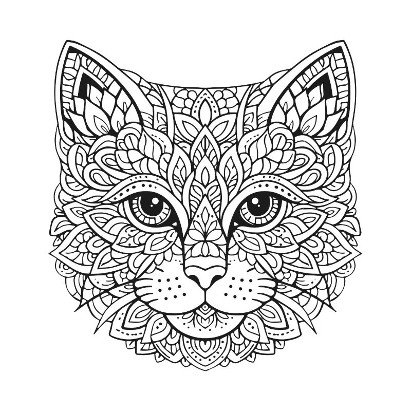Visage de chat de Mandala
