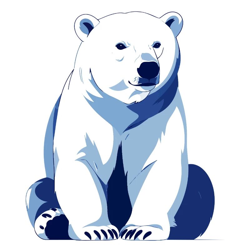Blauer Polarbär großer freundlicher Eisbär sitzt