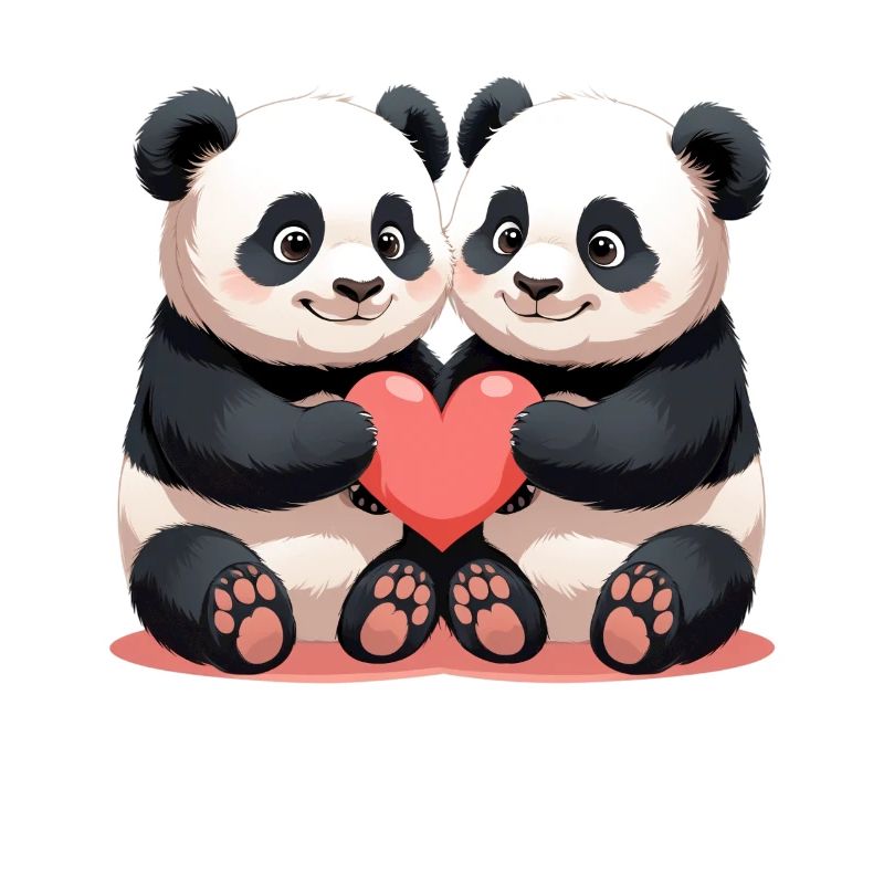 Panda Heart Duo Cuddle Time