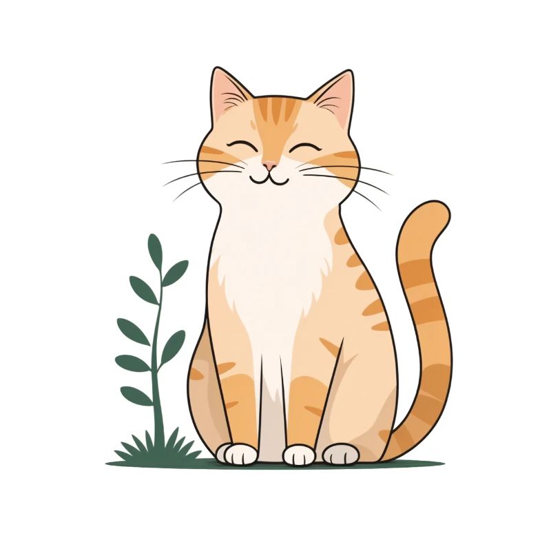 Chat Orange Joyeux en Vert