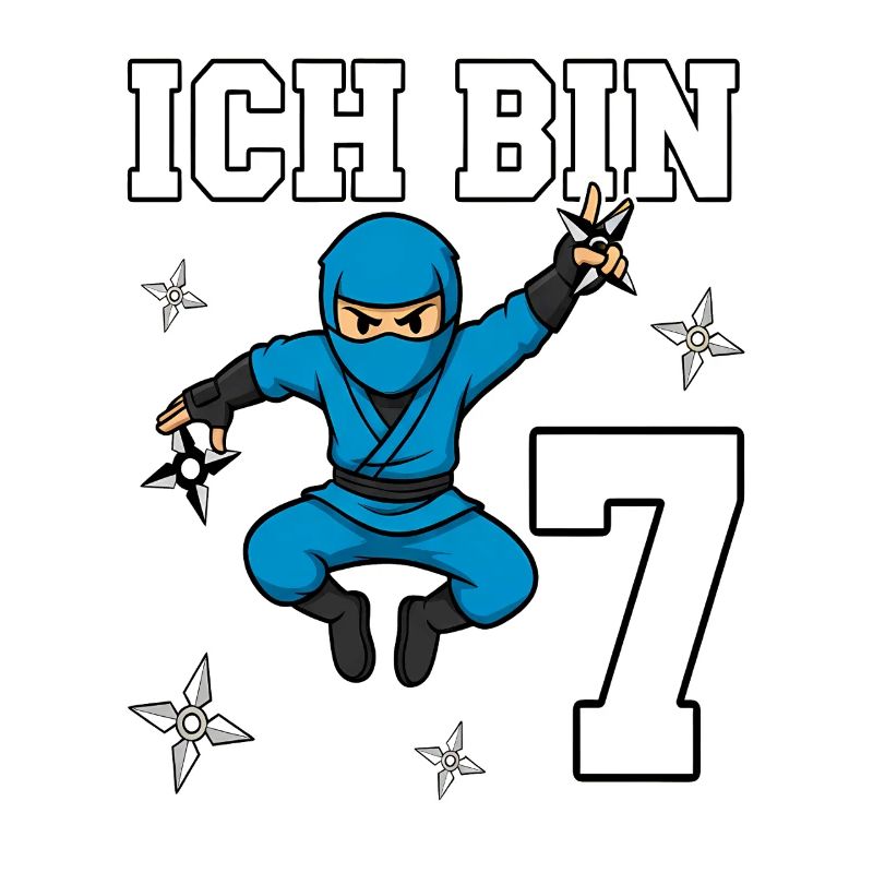 Ich bin 7 Ninja 7. Geburtstag blau Karate