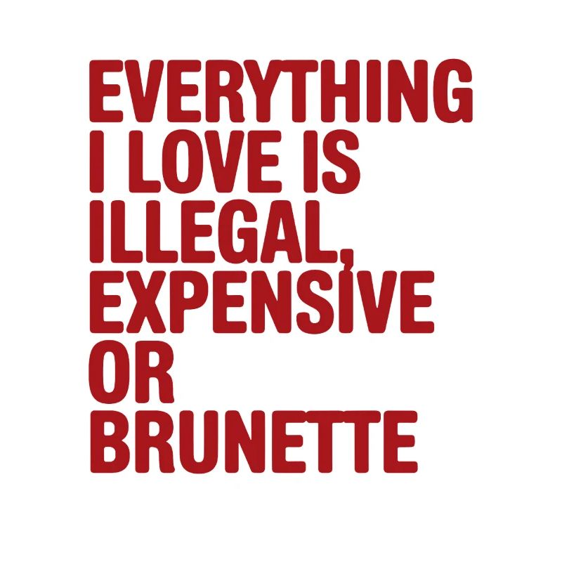 Everything I Love Is Illegal Expensive Or Brunette
