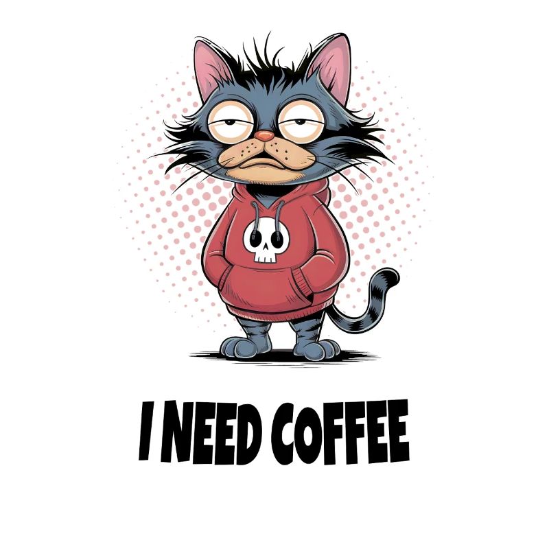Need Coffee Cat – Funny Cat Saying