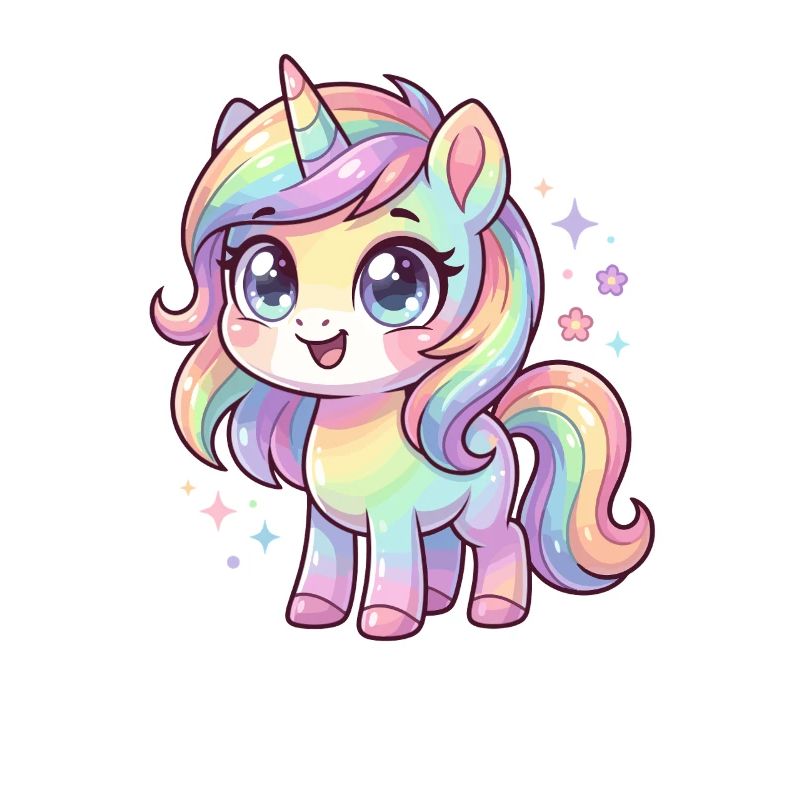 Pastel Rain Unicorn Chibi