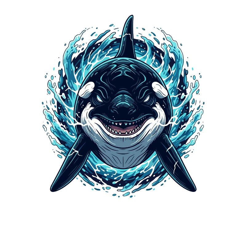 Orca in Lightning – Ocean Orca Illustration