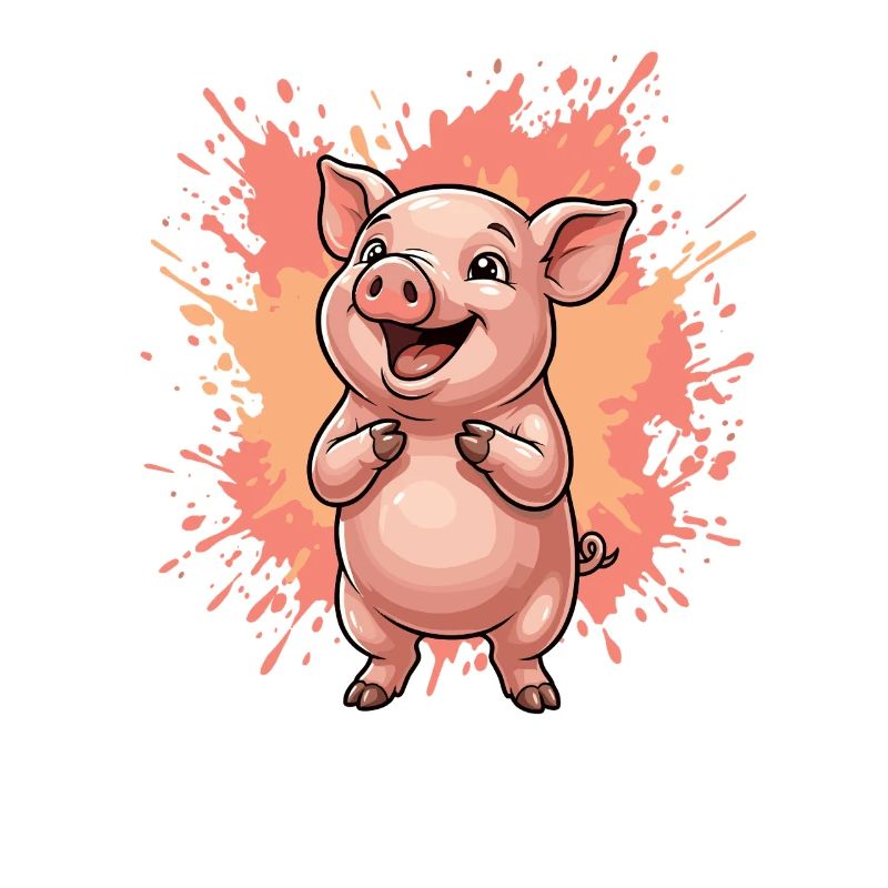 Cochon rieur avec éclaboussures de couleur