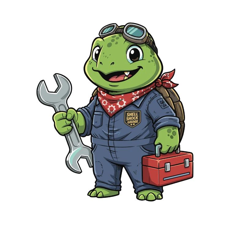 Screwdriver turtle in workshop look