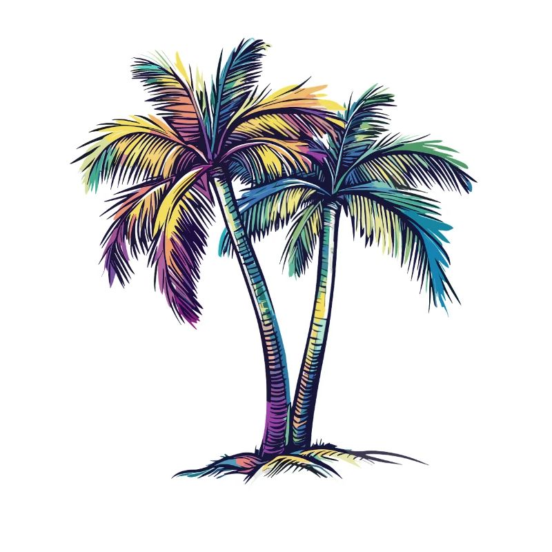 Rainbow Palm Trees Tropical Dream