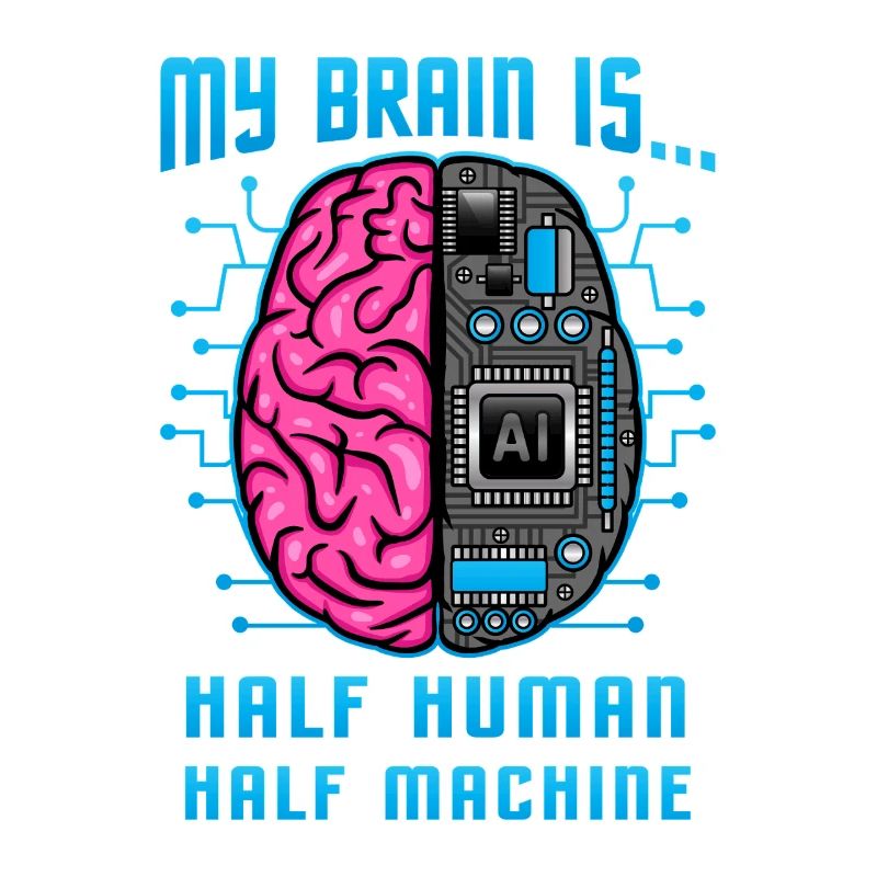 Half Human Half Machine Brain AI Graphic