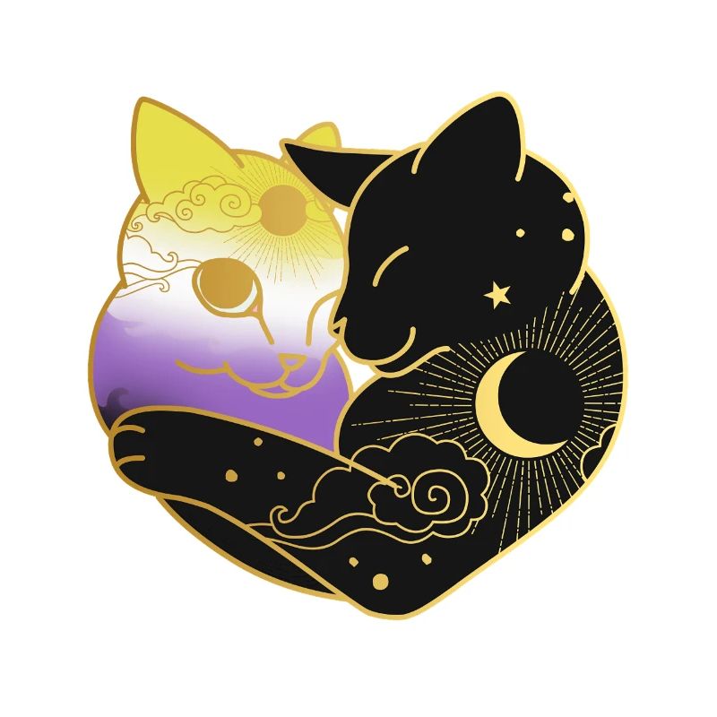 Nonbinary Cat Celestial Heart LGBT Pride Flag
