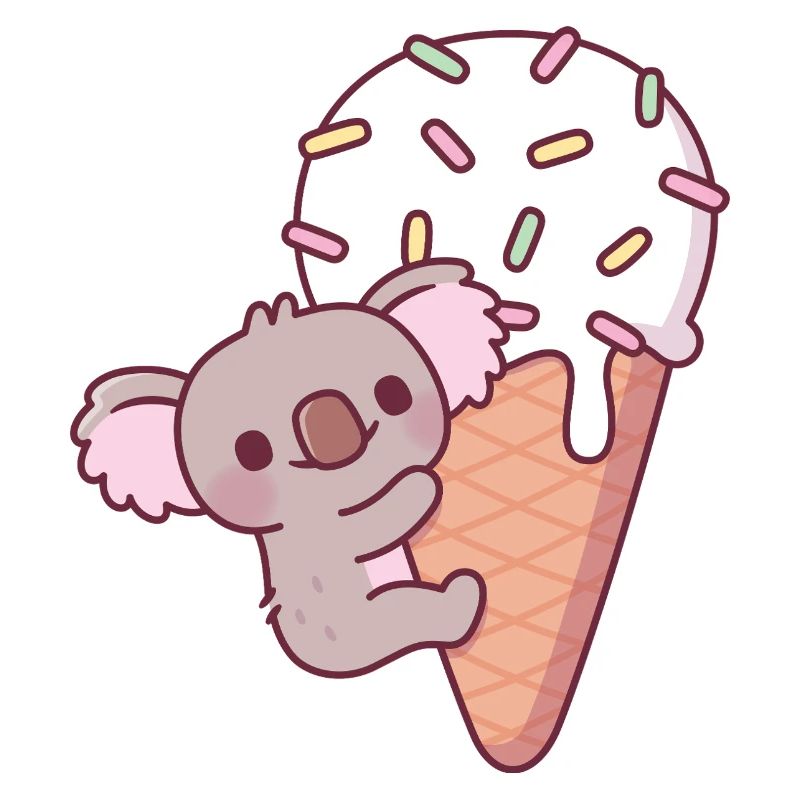 Drôle de koala s’accrochant à un cornet de crème glacée