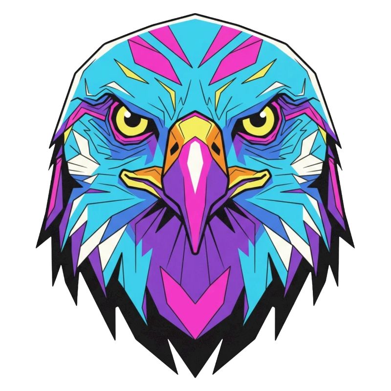 Geometric eagle in neon style