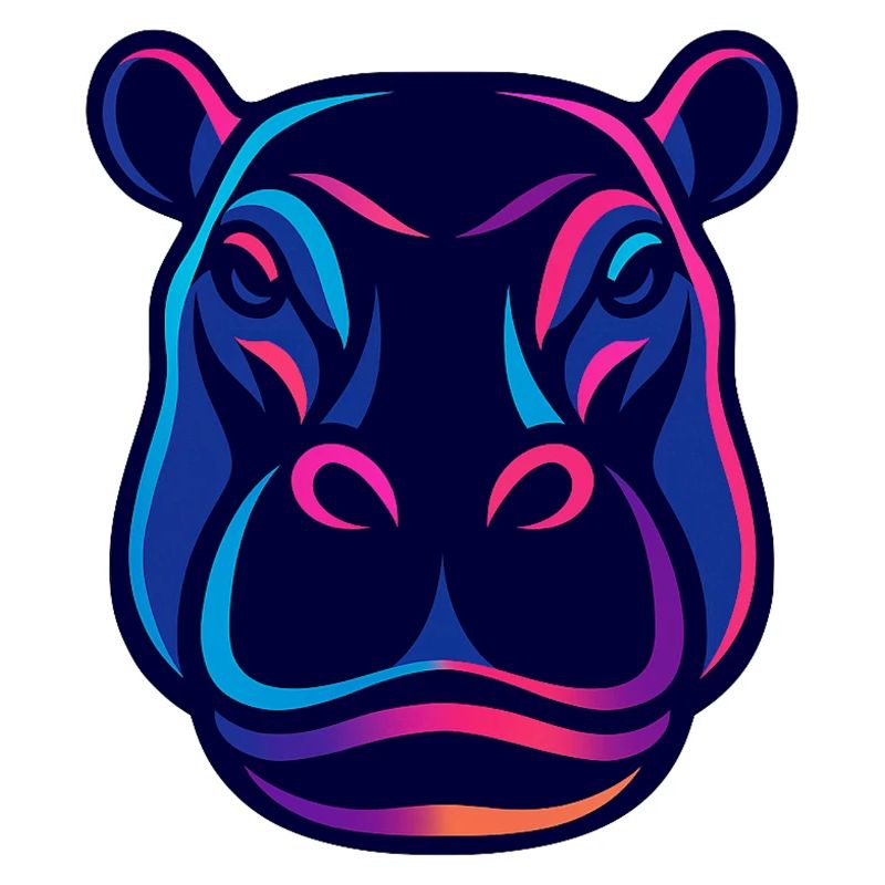 Neon Hippo Head