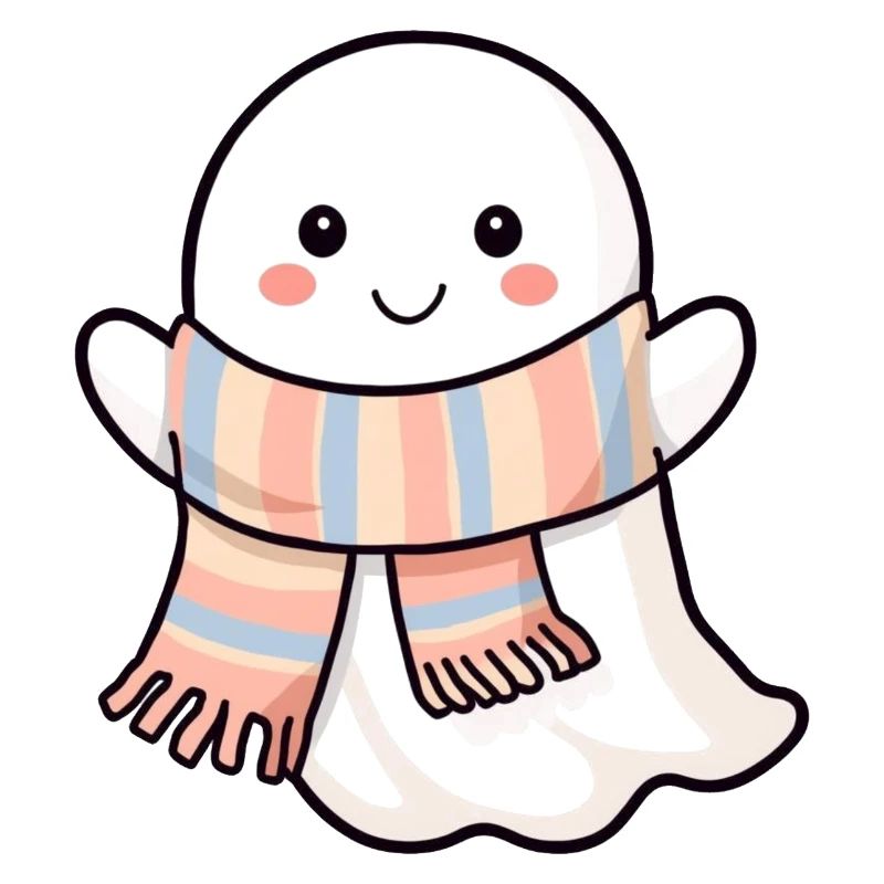 Sweet Ghost avec écharpe printanière pastel