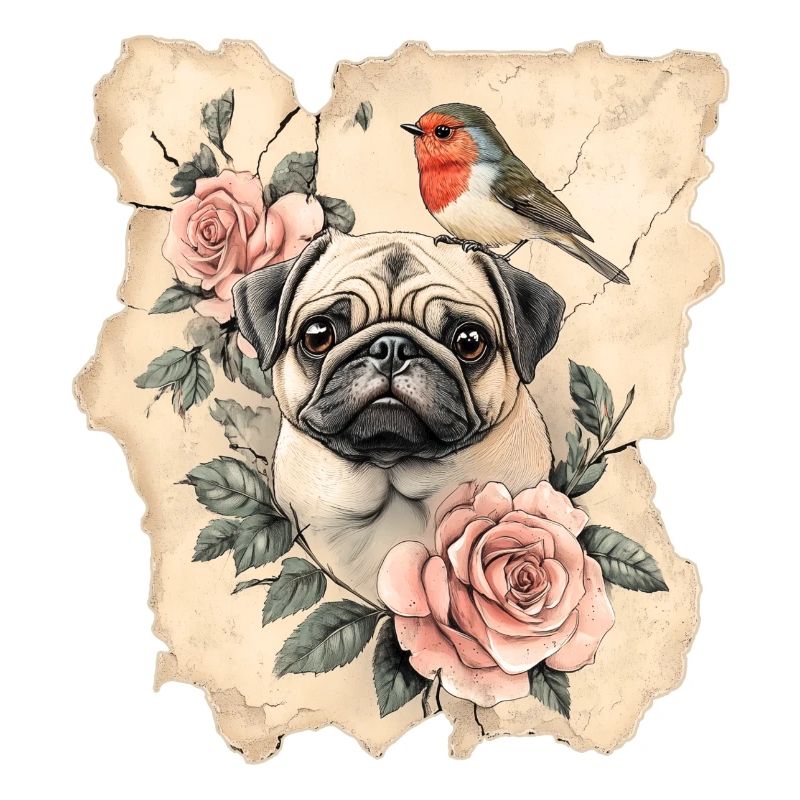 Mops und Vogel