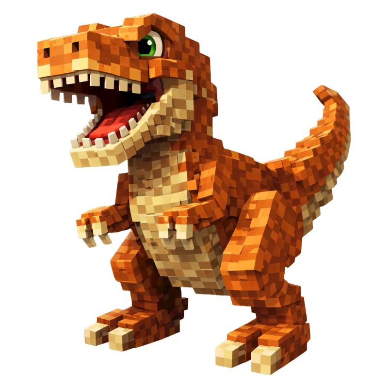 Orange Pixel-T-Rex