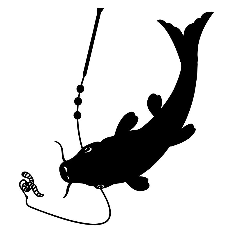 Fish at bait on hook logo