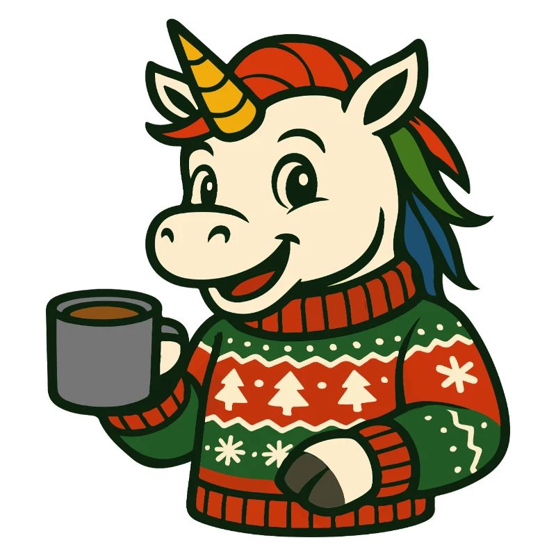 Pull douillet licorne Boisson chaude Art de Noël
