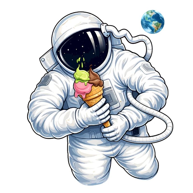 Astronaute avec une glace dans l’espace