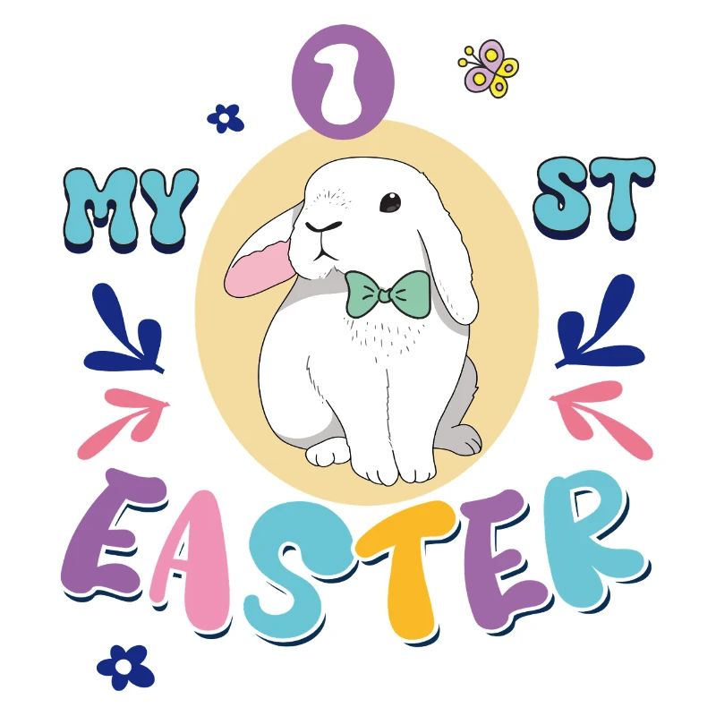 My first Easter, cute bunny with a bow