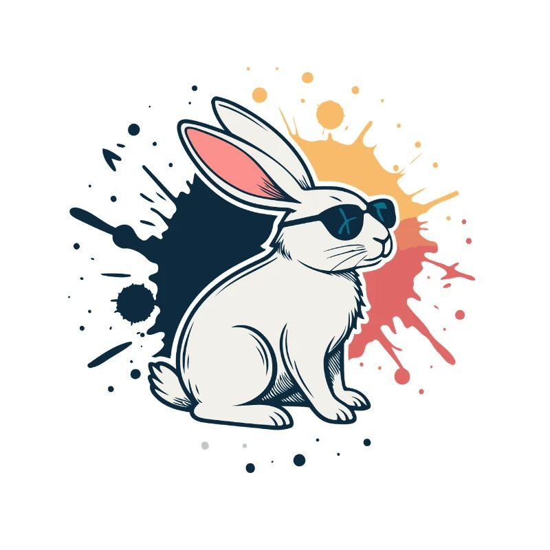 Lapin cool à lunettes et éclaboussures