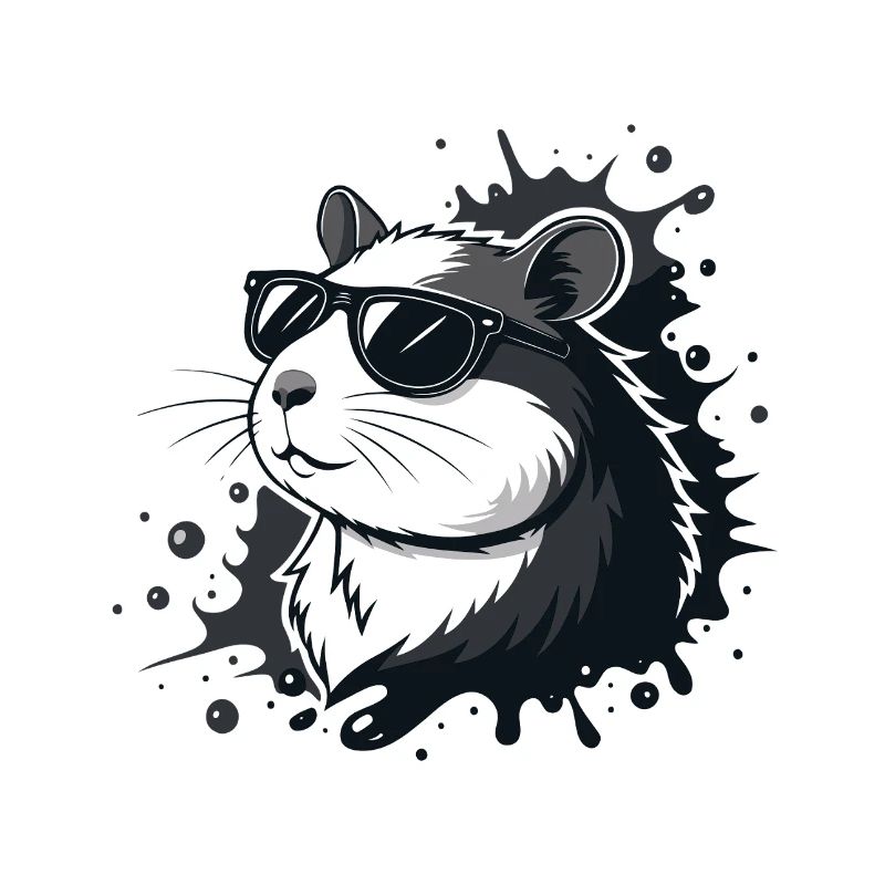 Chic hamster black glasses splash
