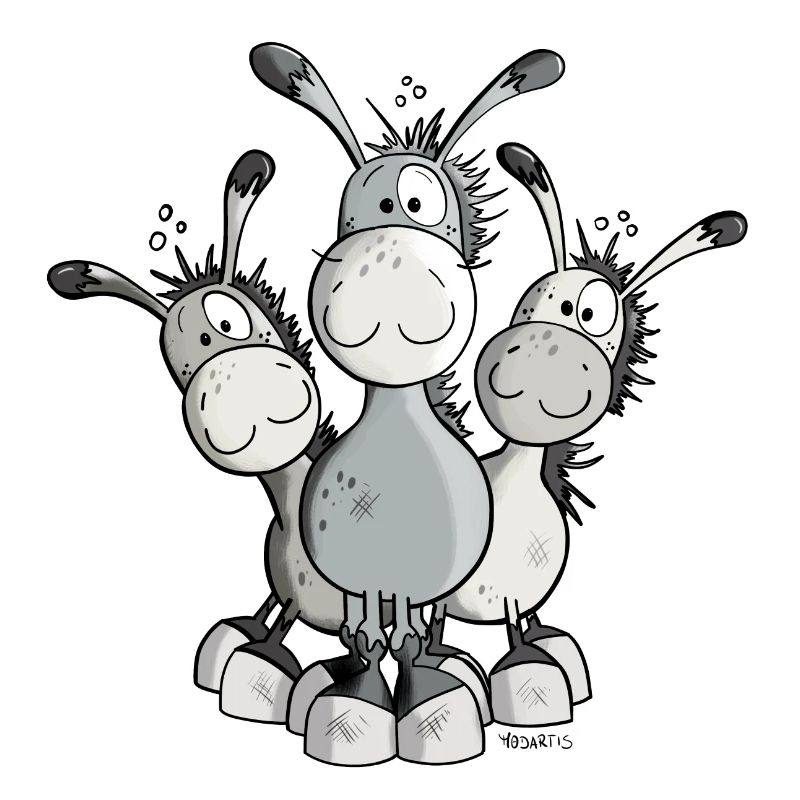 Three Cute Donkeys