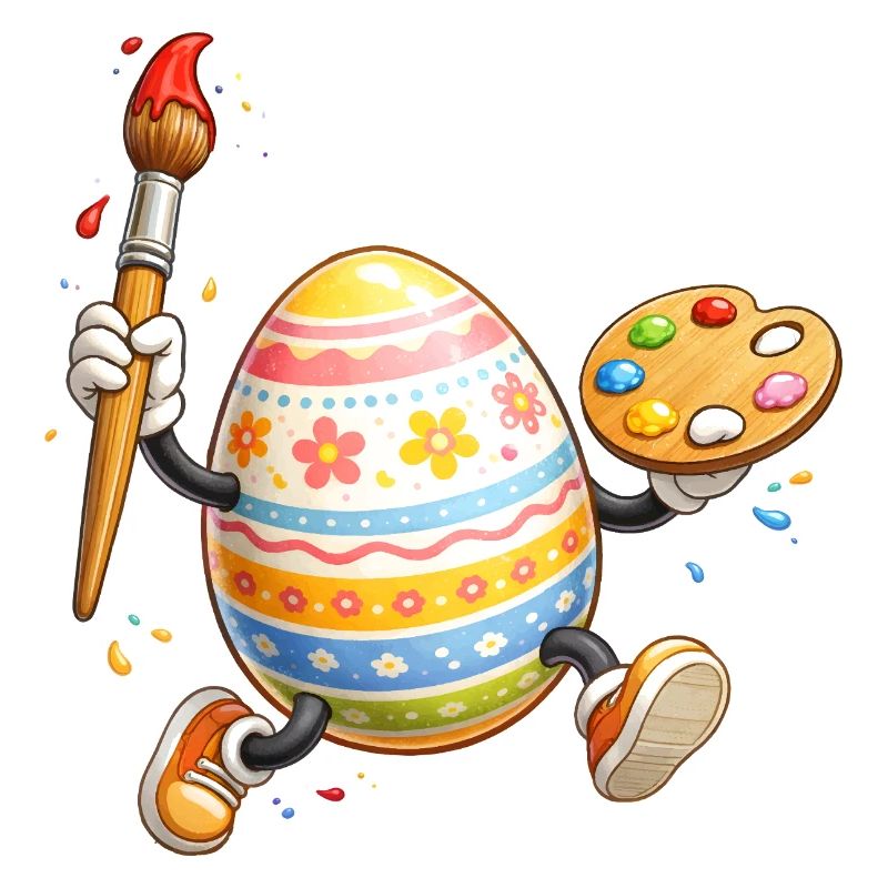 Artistic Easter Egg with Brush