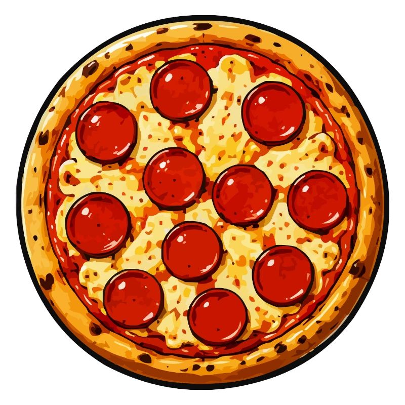 Pepperoni Pizza Illustration Comic Style