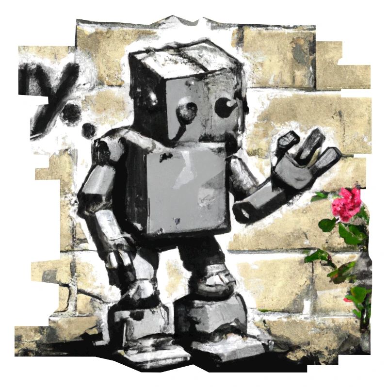 Robot Comic Graffiti Wall Character Rose Urban
