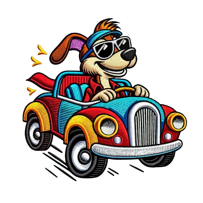 Chiot Rapide en Voiture Colorée Tee