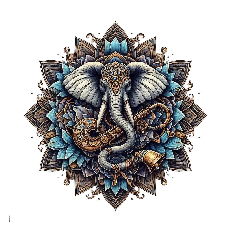 Mandala d’éléphants dans le style steampunk