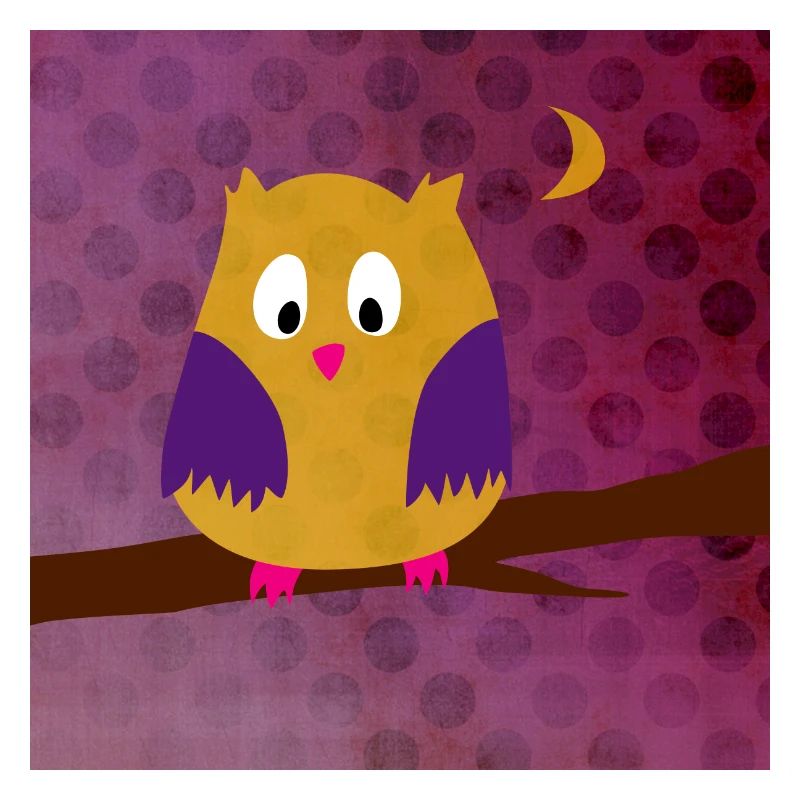 Eule Uhu Poster Dots Punkte Wald violett Kinder