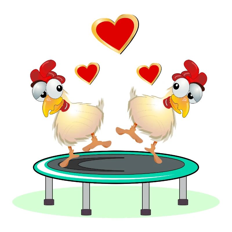 Poules Couples TRAMPOLINE DE SAUT