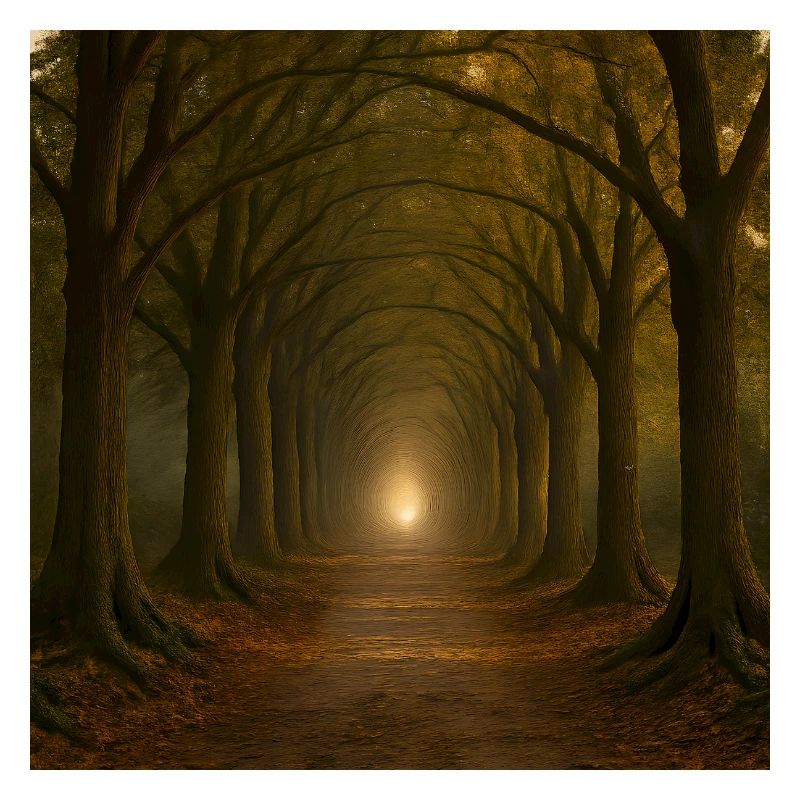Mystical tree path in the autumn light