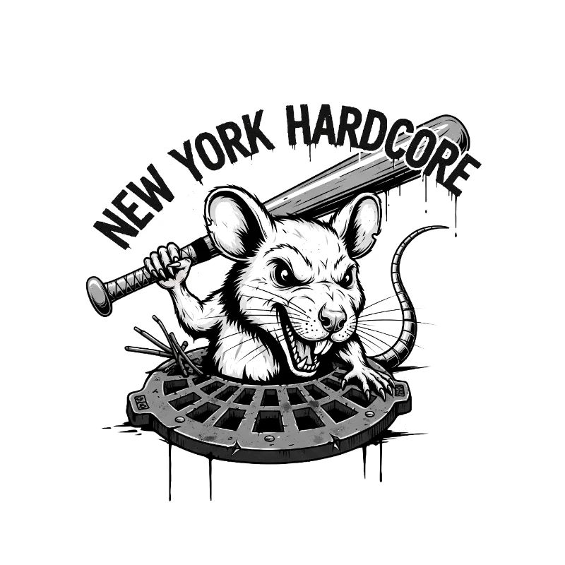 Rat hardcore de New York avec une batte de baseball