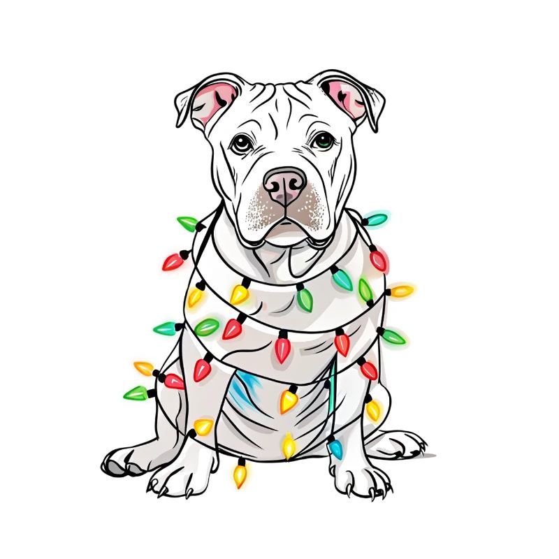 Lustiger Lichterhund mit Weihnachtskette Hund