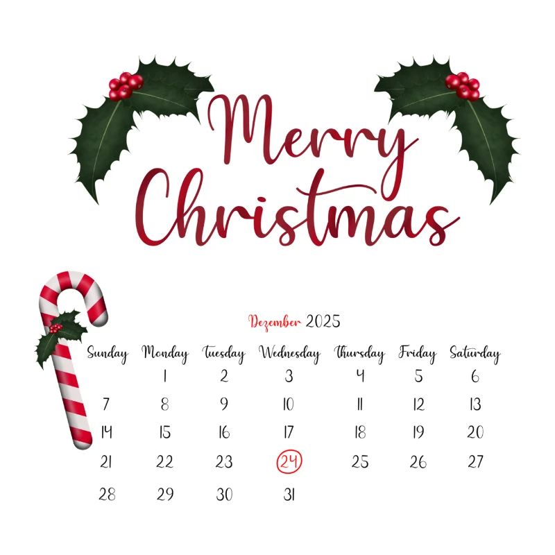Feuille de calendrier joyeux Noël avec arcs