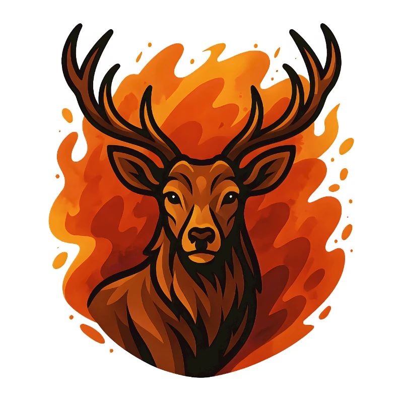 Burning deer in flames