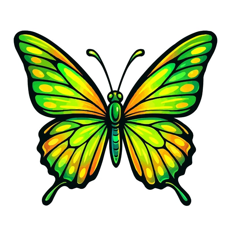 Papillon Vert Éclatant Jaune