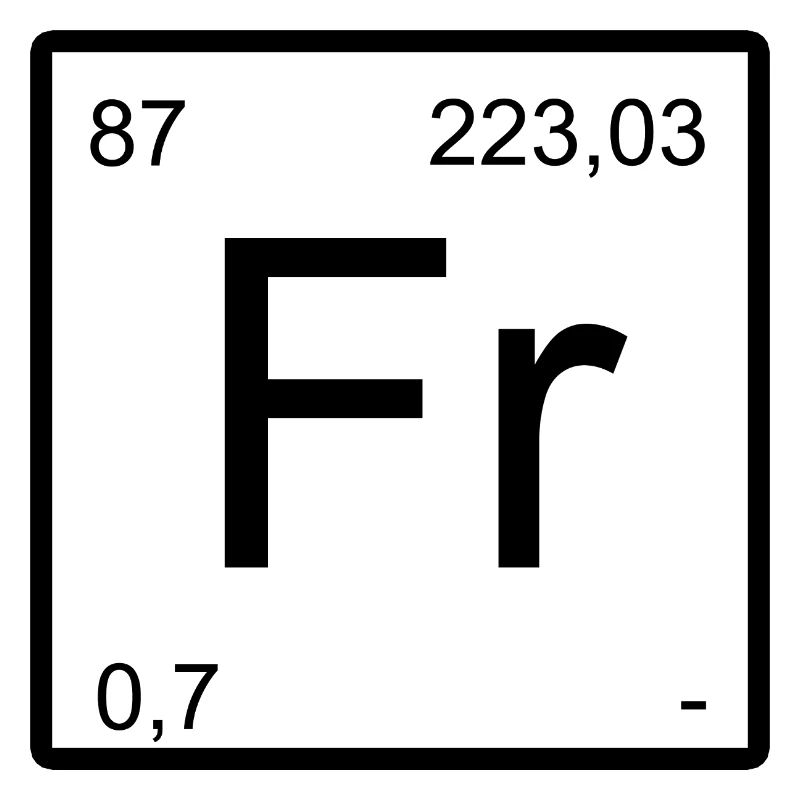 Conception des éléments de francium avec nombres de période