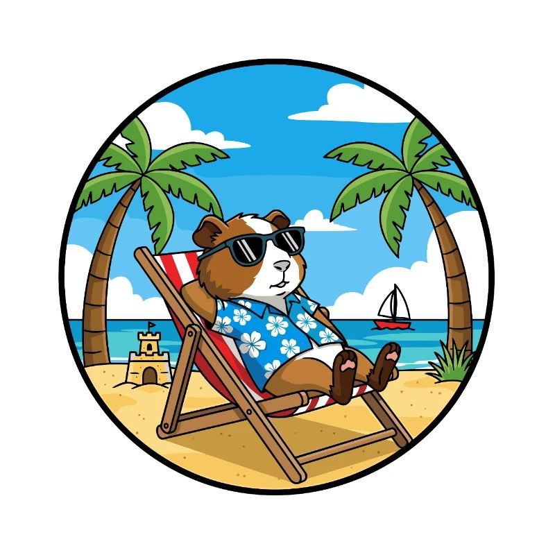 Ambiance estive de vacances à la plage de cochons d’Inde cool