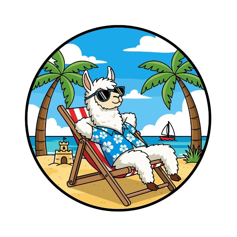 Cool Llama Beach Vacation Summer Vibes