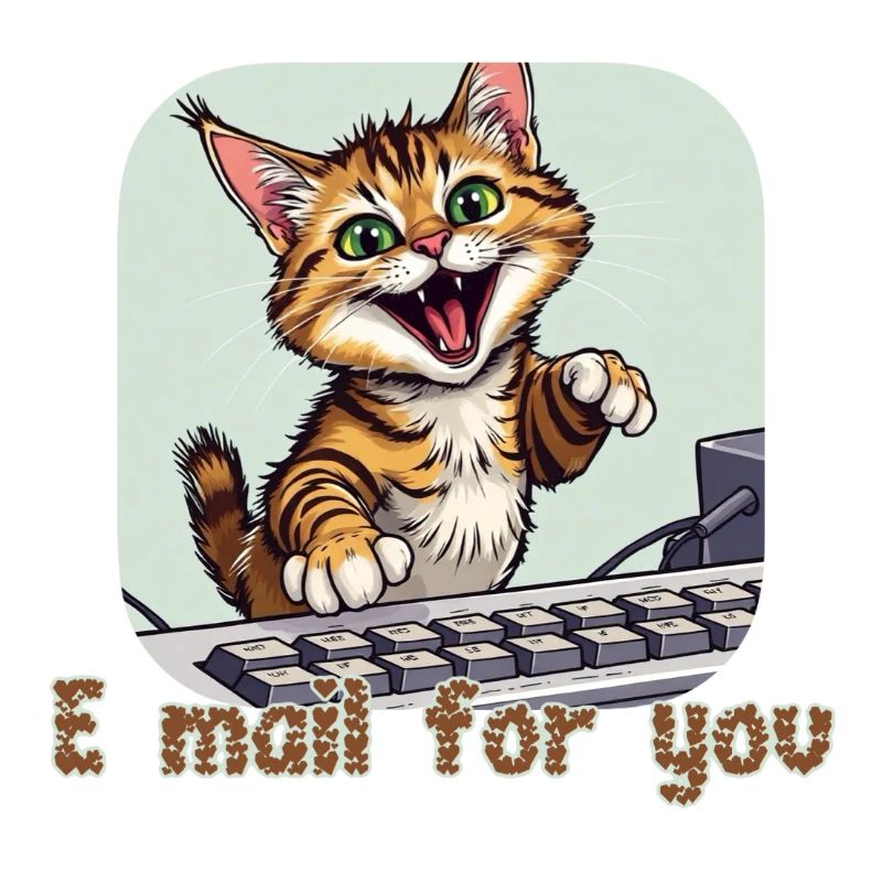 Cat composition: Mail kitten on the PC