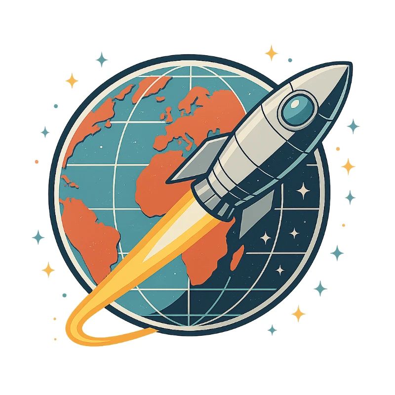 Rocket launch over globe