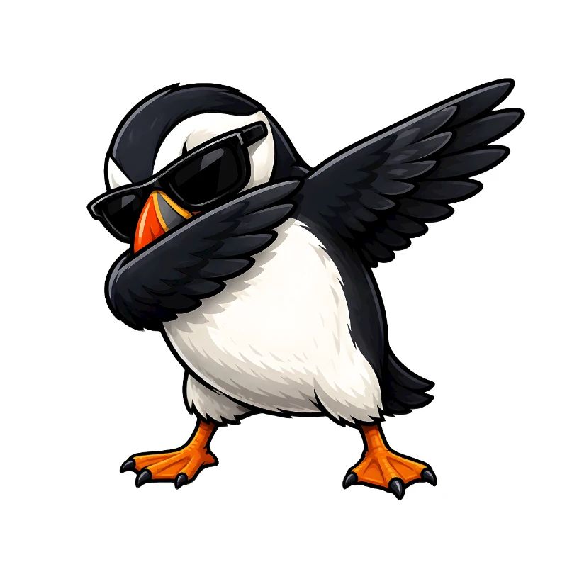 Dabbing puffins