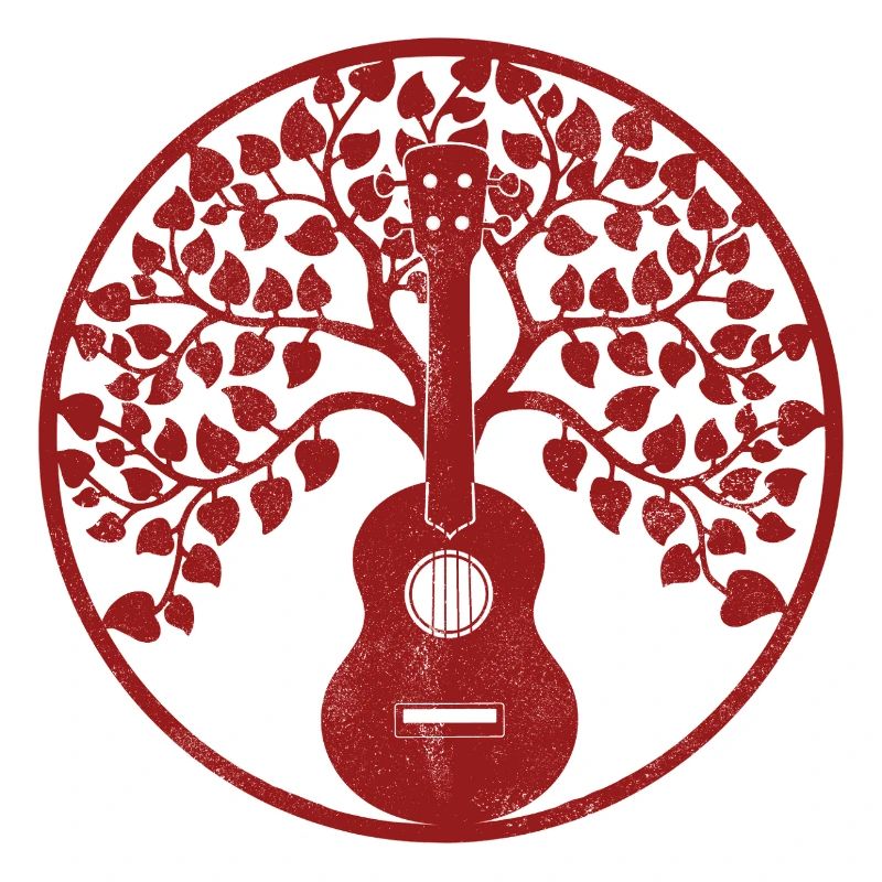Ukulele tree mandala red