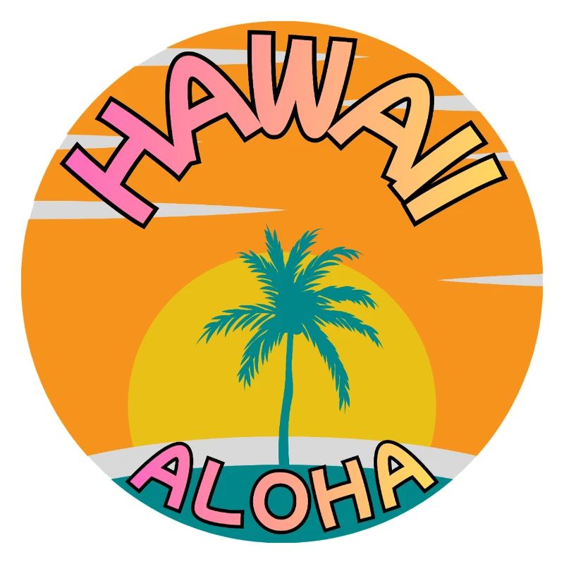 Hawaii Aloha Sunset with Palm Tree