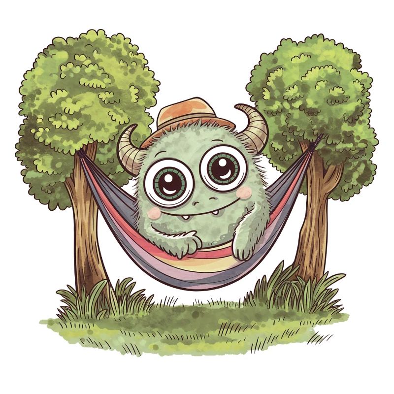 Niedliches Monster in Hängematte